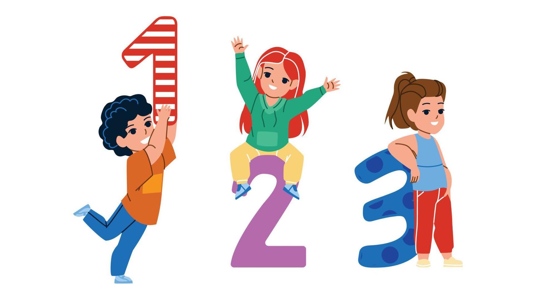 Kids Math Educational Lesson In School Vector