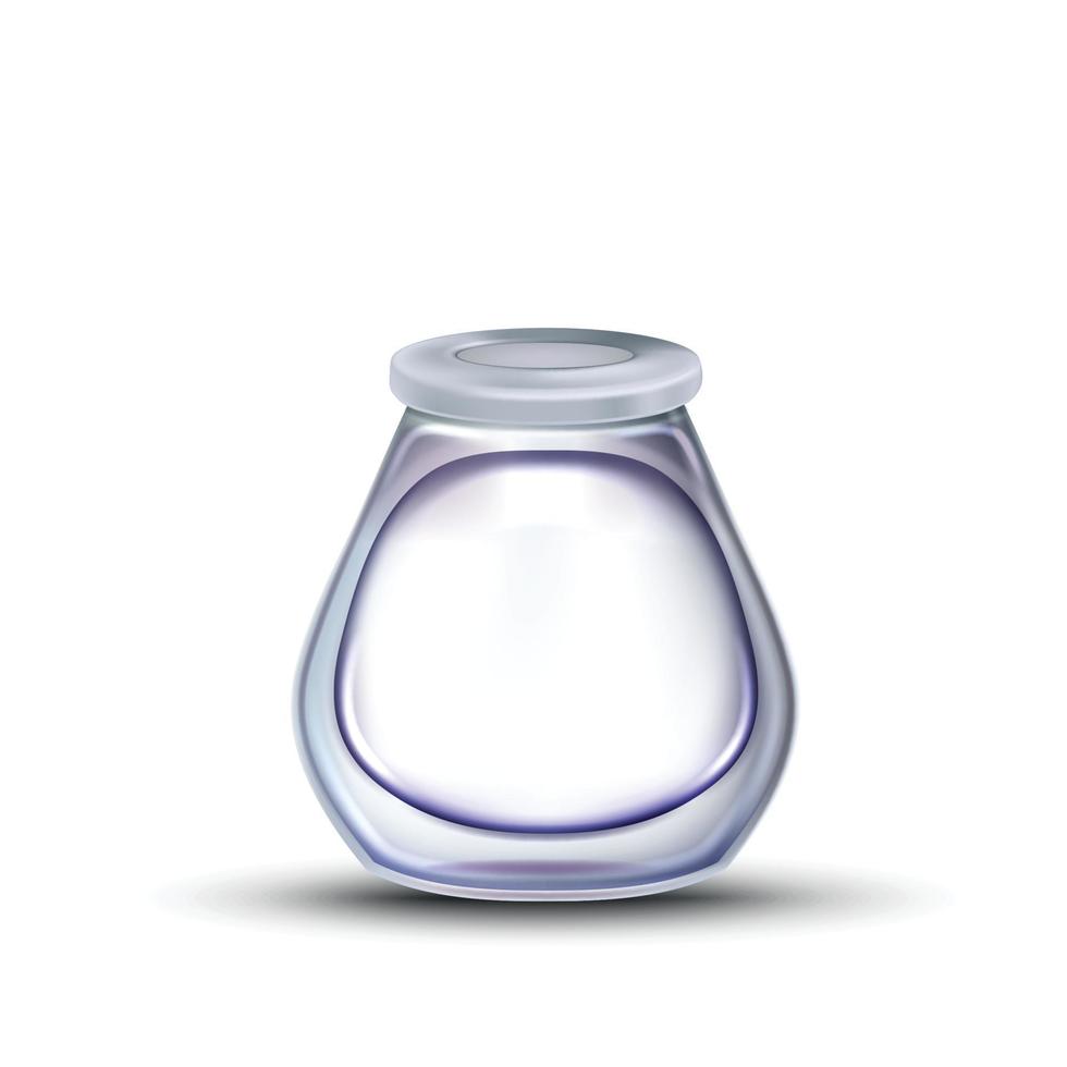 Inkwell Stationery Empty Glass Container Vector Illustration