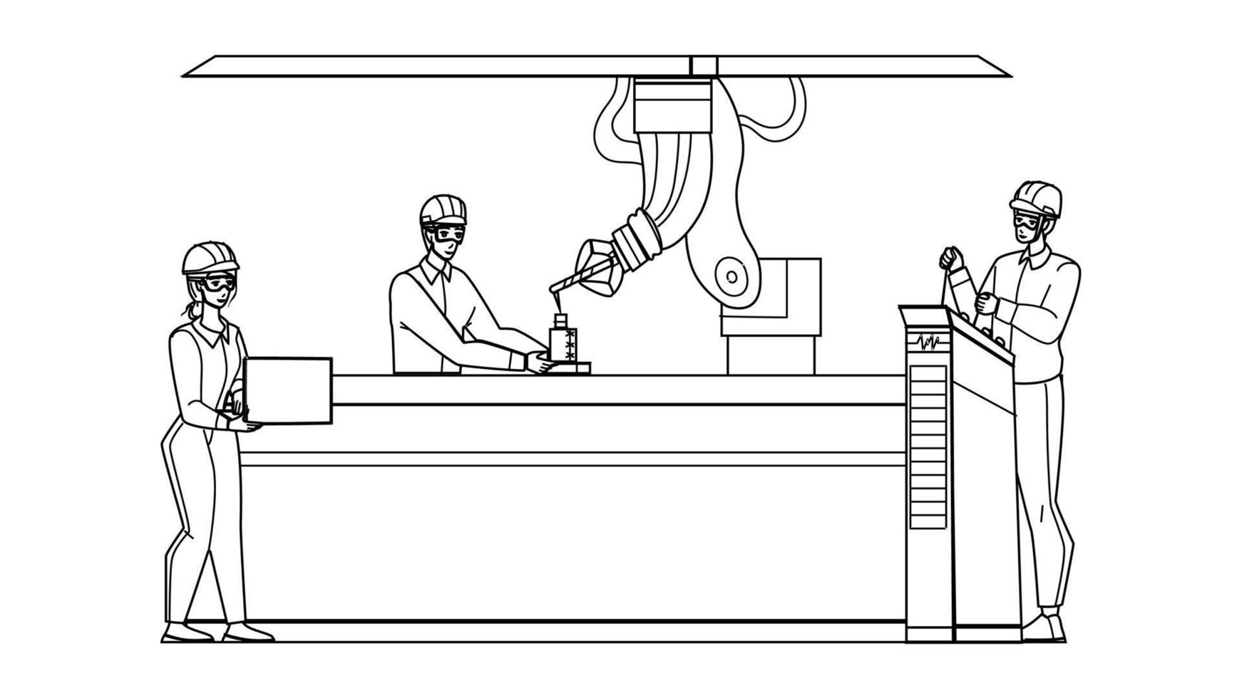 vector de trabajadores de control de producción industrial