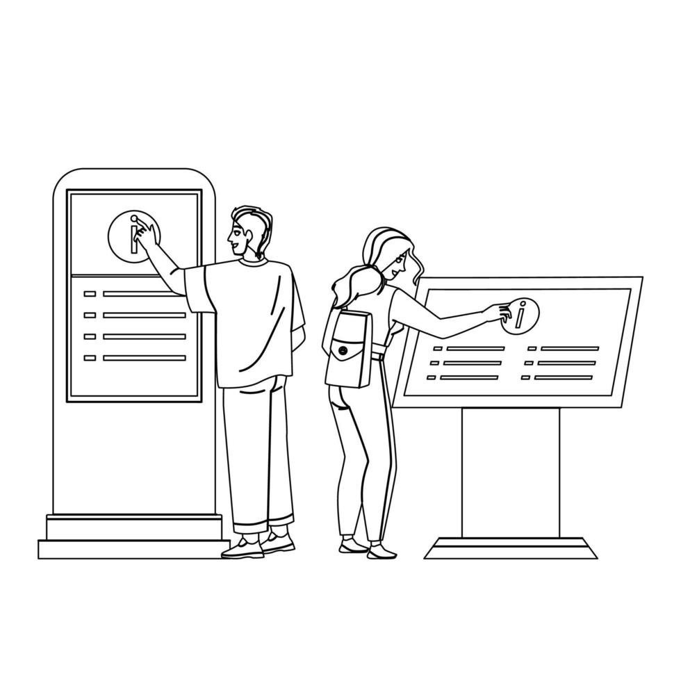 Info Kiosk Using People For Get Information Vector