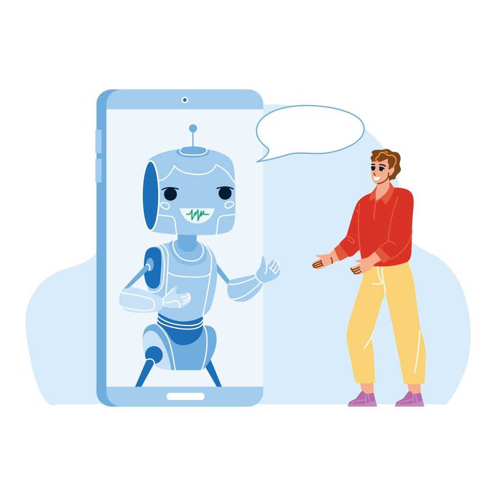 Mobile Chat Bot For Support Client Online Vector