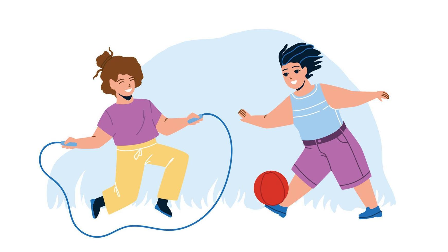 Kids Summer Active Games On Playground Vector
