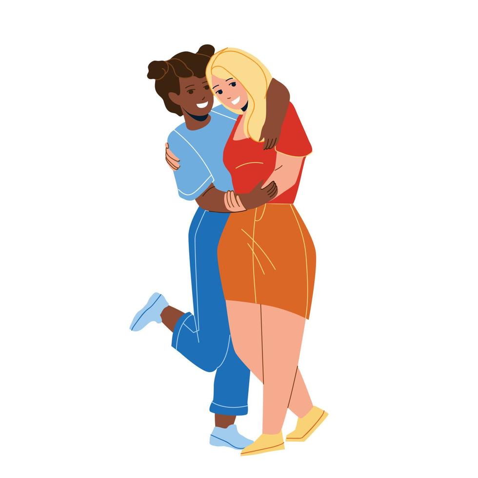 Laugh Women Friends Embracing Together Vector