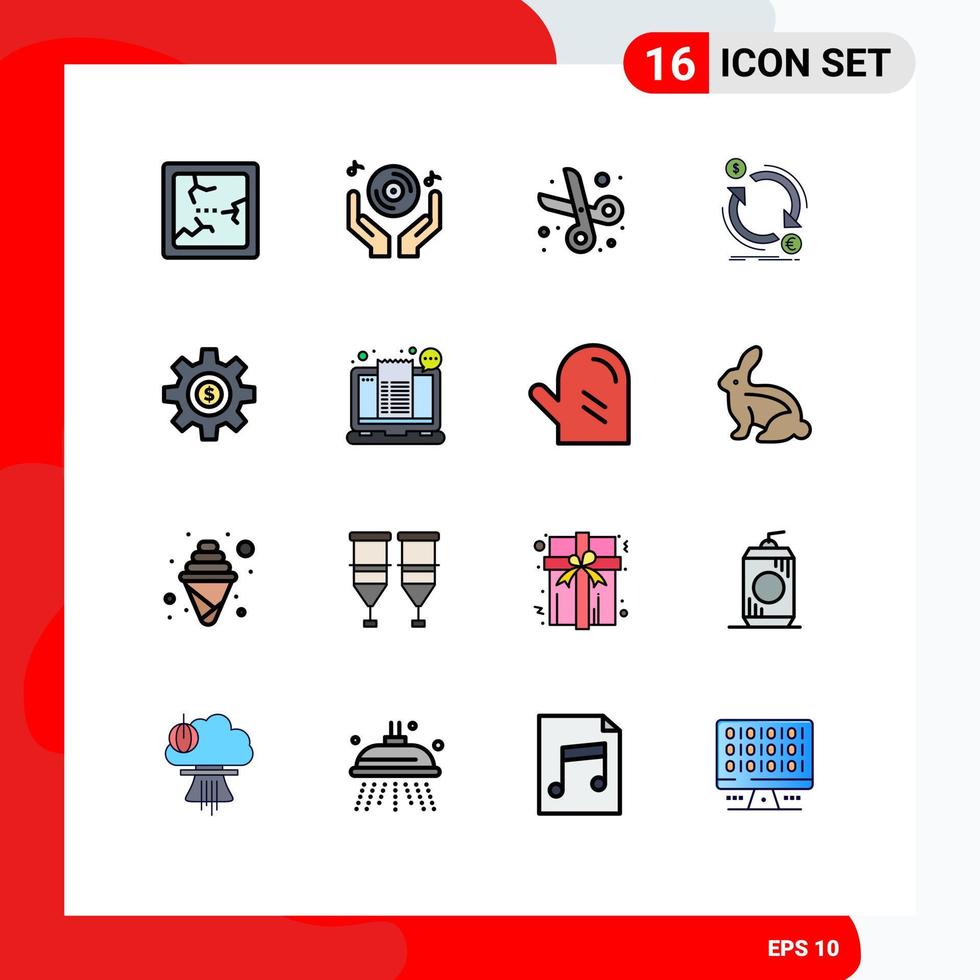 conjunto de 16 iconos modernos de la interfaz de usuario signos de símbolos para el dinero cog back to school intercambio de finanzas elementos de diseño de vectores creativos editables