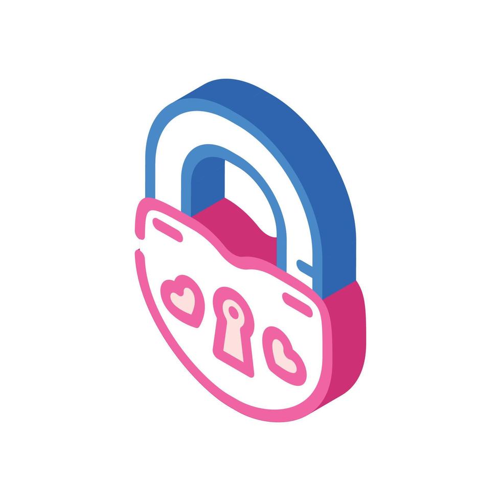 lock for love couple isometric icon vector illustration