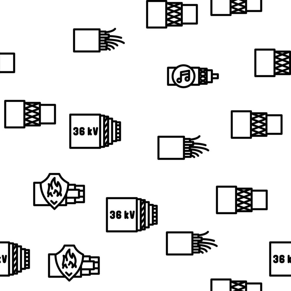 Cable Wire Electrical System Vector Seamless Pattern