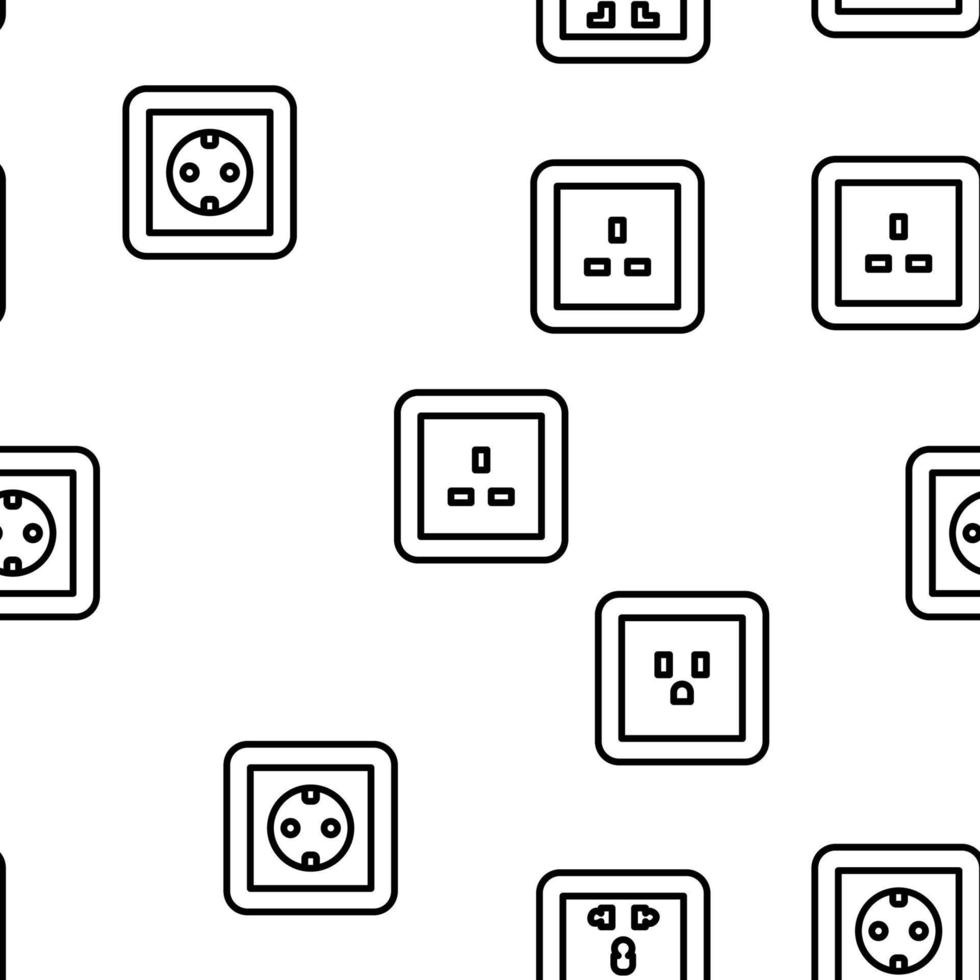 Toma de corriente accesorio eléctrico vector de patrones sin fisuras