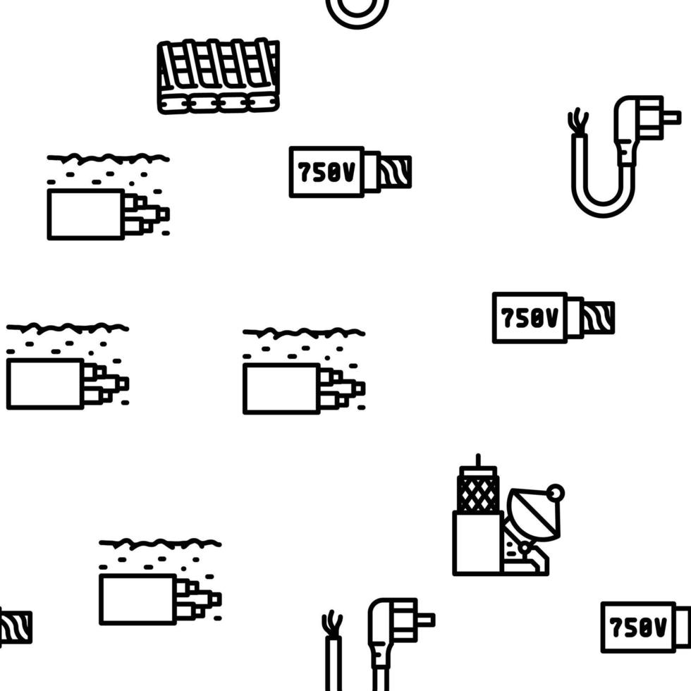 cable alambre sistema eléctrico vector de patrones sin fisuras