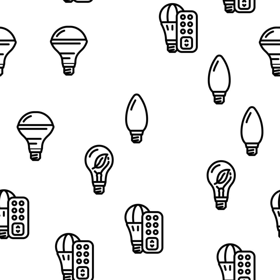 Bulb Lighting Electric Accessory Vector Seamless Pattern