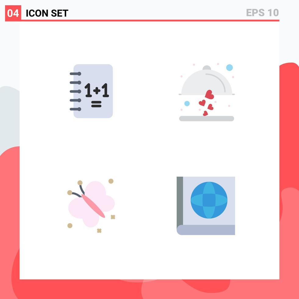 Modern Set of 4 Flat Icons and symbols such as education fly love beauty Editable Vector Design Elements