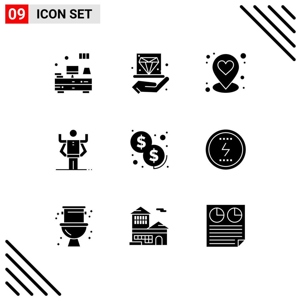 Stock Vector Icon Pack of 9 Line Signs and Symbols for investment organization jam multitask ability Editable Vector Design Elements