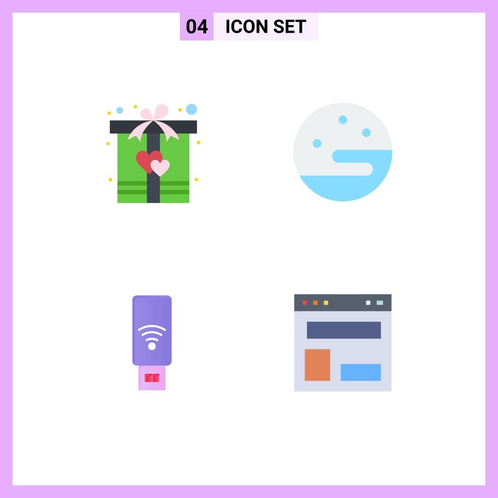 Modern Set of 4 Flat Icons and symbols such as box servise heart weather blog layout Editable Vector Design Elements