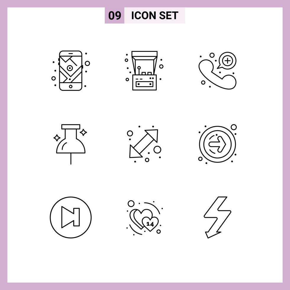 9 concepto de esquema para sitios web móviles y aplicaciones ubicación de pin de llamada de flecha izquierda elementos de diseño vectorial editables vector