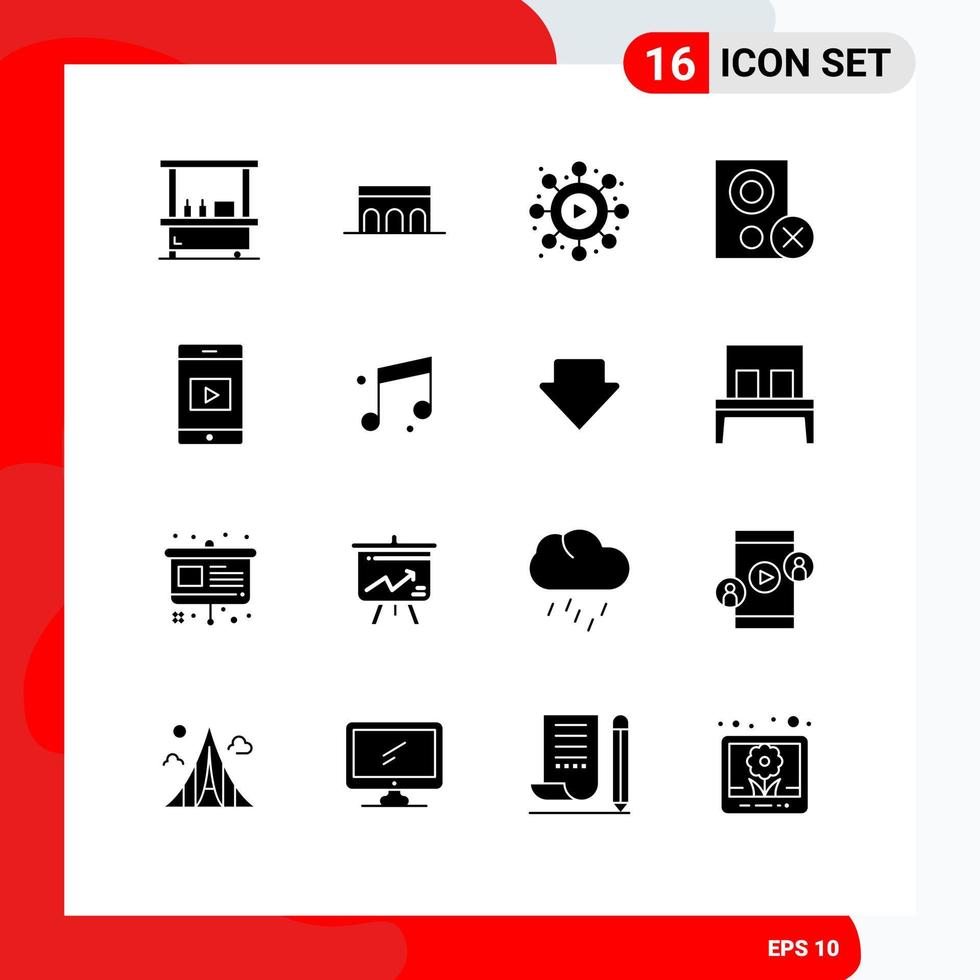 User Interface Pack of 16 Basic Solid Glyphs of mobile hardware monument gadget computers Editable Vector Design Elements