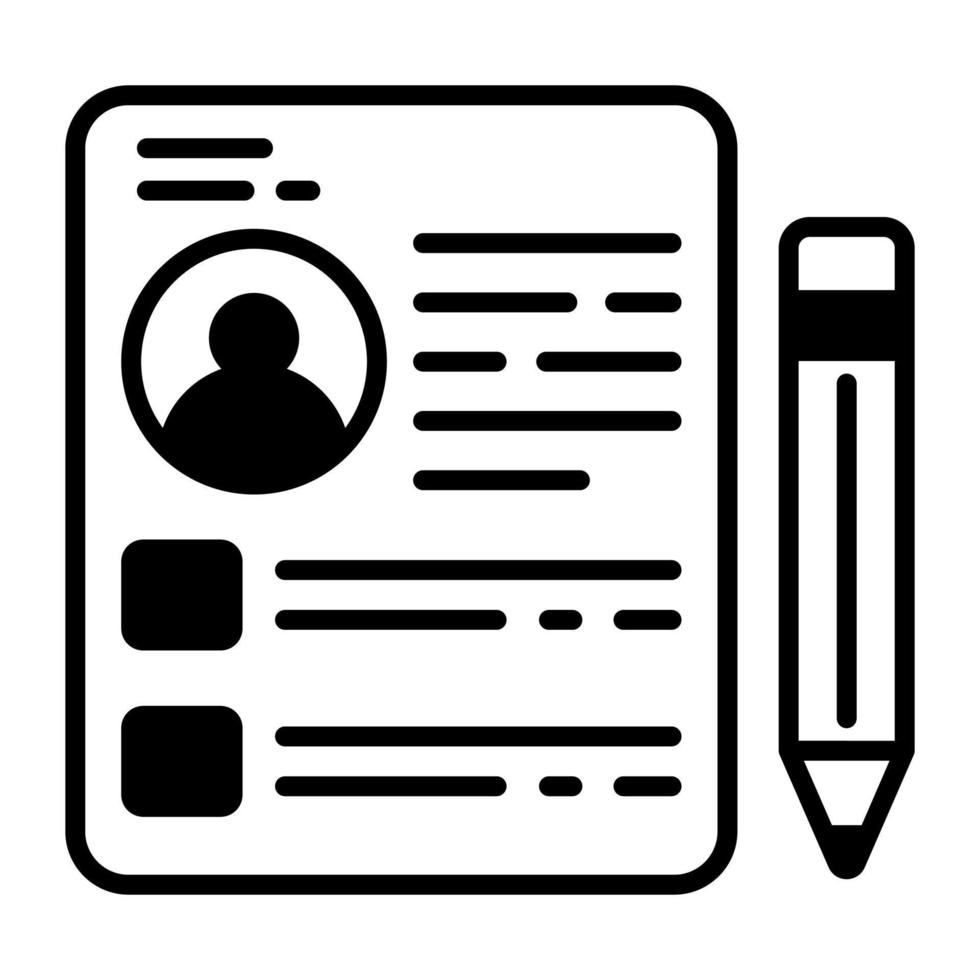 A pencil with page denotin concept of patient profile, record vector