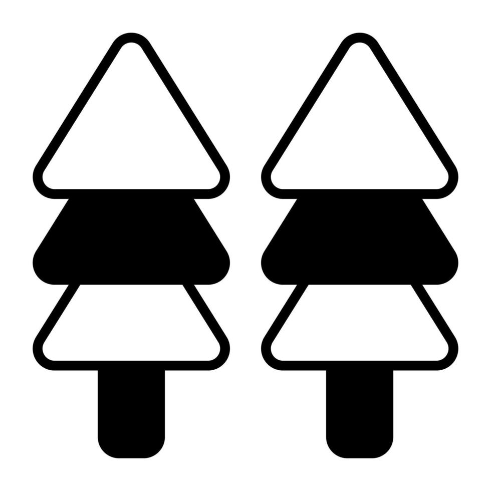 Trees vector , editable icon of conifer trees