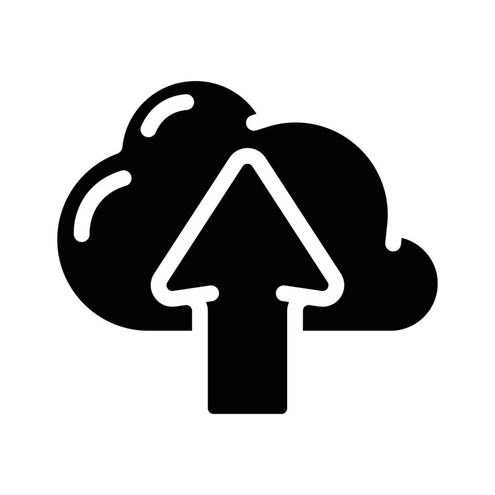 upload file in cloud storage glyph icon vector illustration