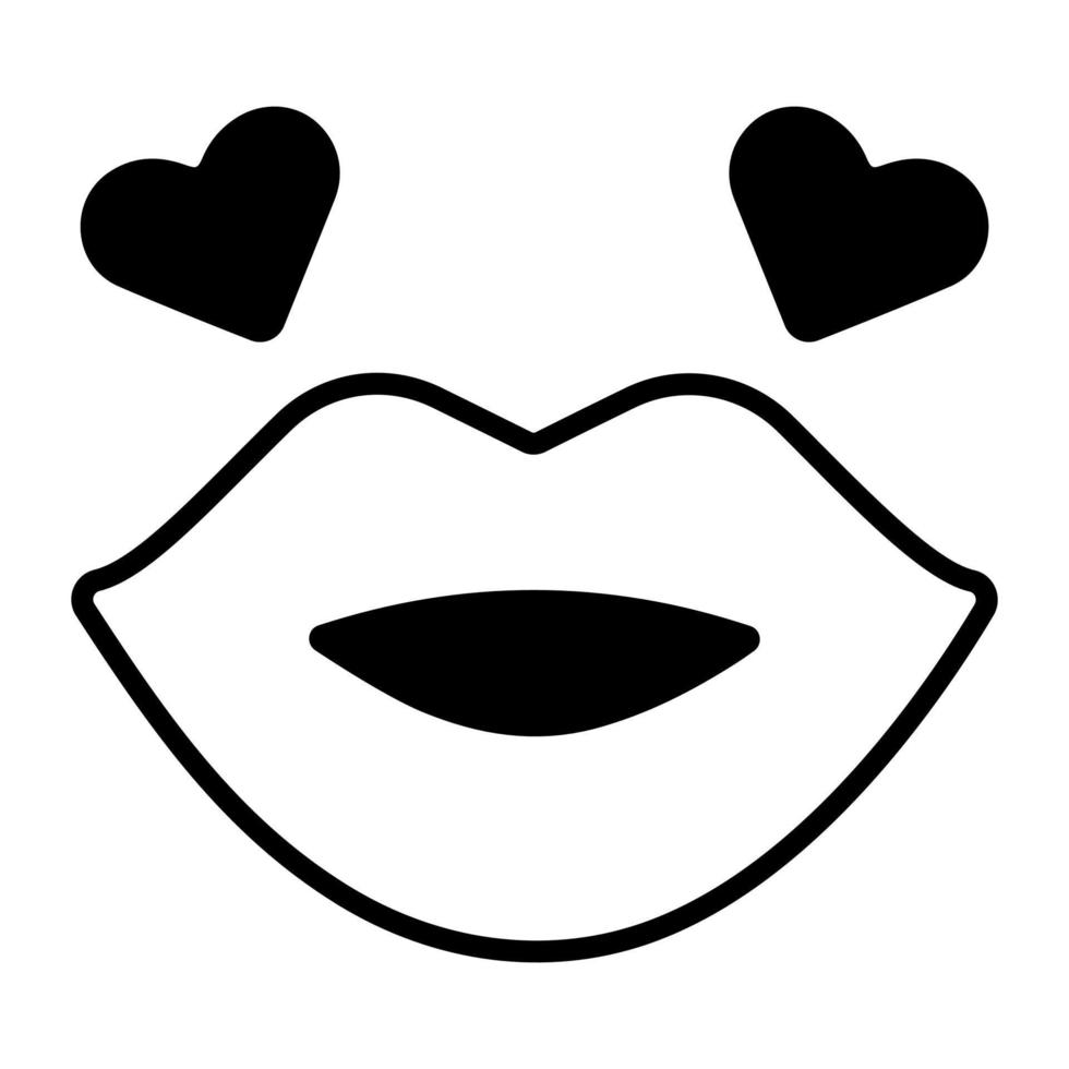 Beautiful glossy lips icon design, editable vector