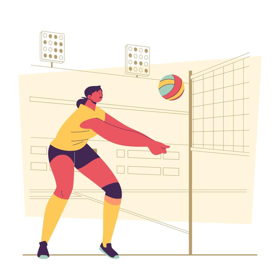 concepto de jugador de voleibol femenino vector