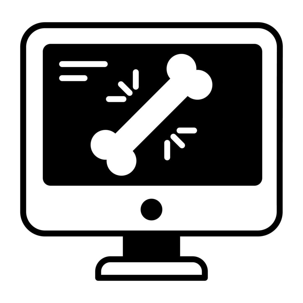 Bone inside monitor concept of radiology vector, x-ray icon vector