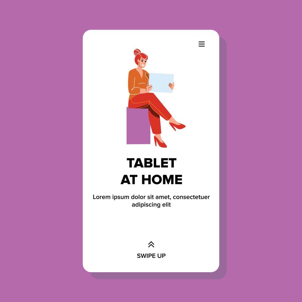 Girl Using Tablet At Home For Communication Vector