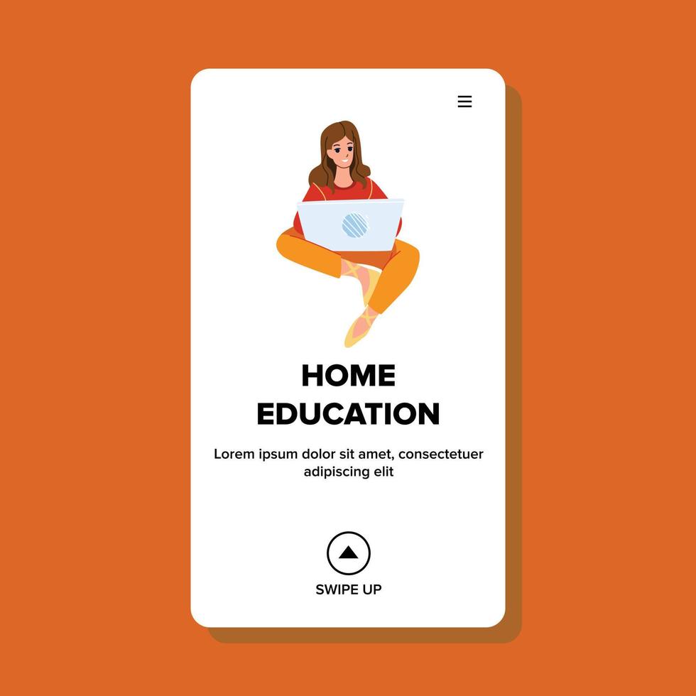 estudiante de educación en el hogar en línea en vector portátil