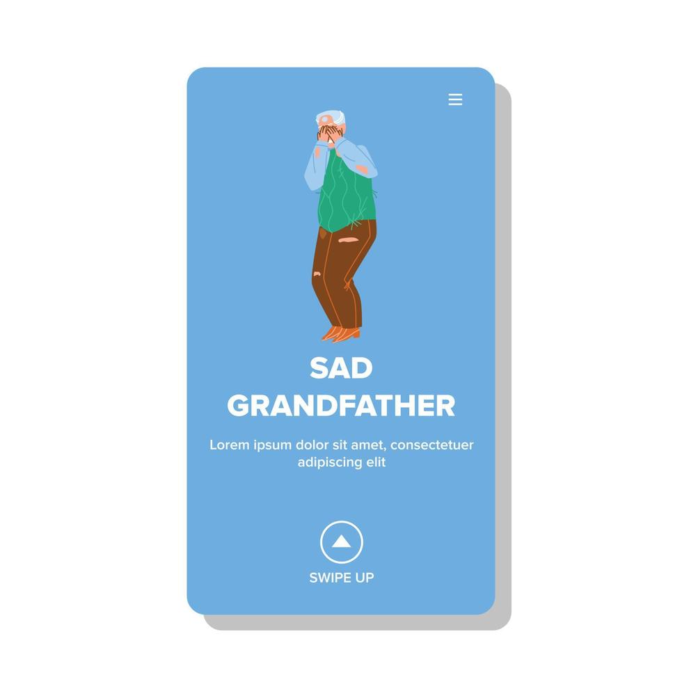 Sad Grandfather Feeling Alone And Crying Vector