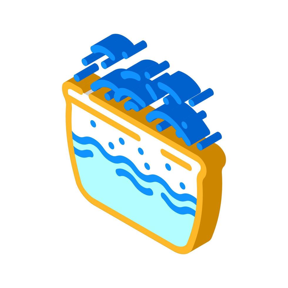 hervir agua para cocinar bolas de masa hervida icono isométrico ilustración vectorial vector