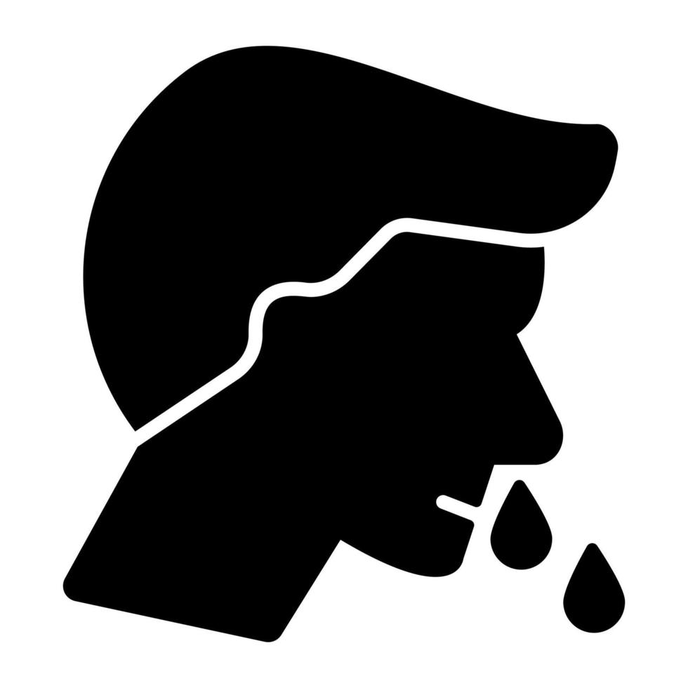 Avatar with runny nose denotin mucus icon, editable vector