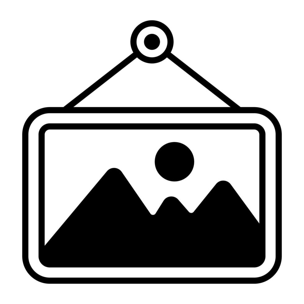 An amazing icon of hanging landscape scenery, editable vector