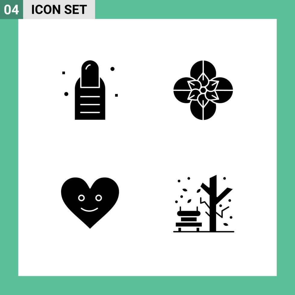 4 User Interface Solid Glyph Pack of modern Signs and Symbols of beauty happy anemone spring flower fall Editable Vector Design Elements