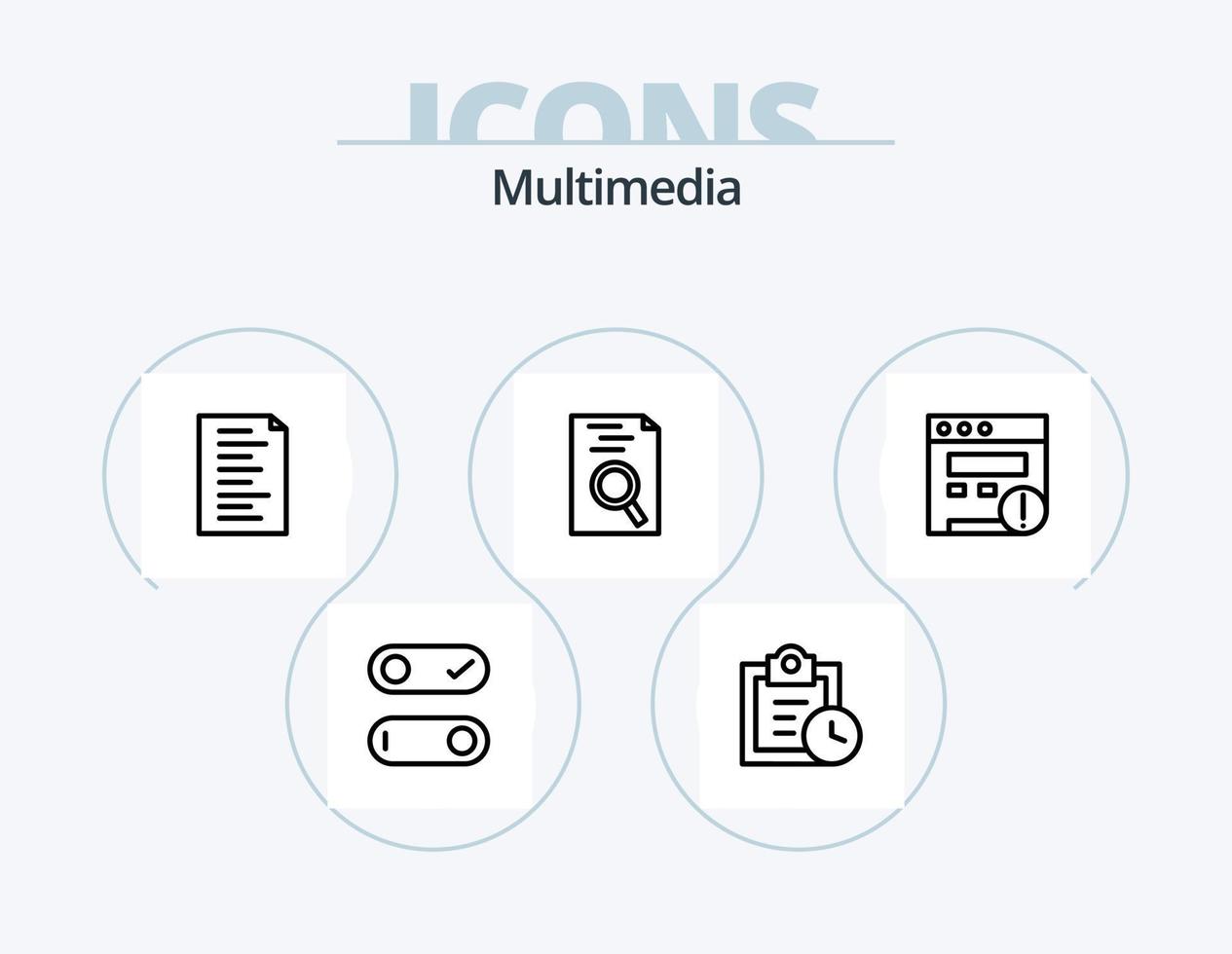 paquete de iconos de línea multimedia 5 diseño de iconos. . panorama. buscar vector