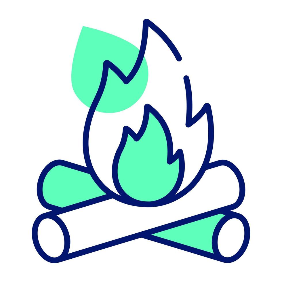 Wood logs with fire flame icon, editable vector of campfire