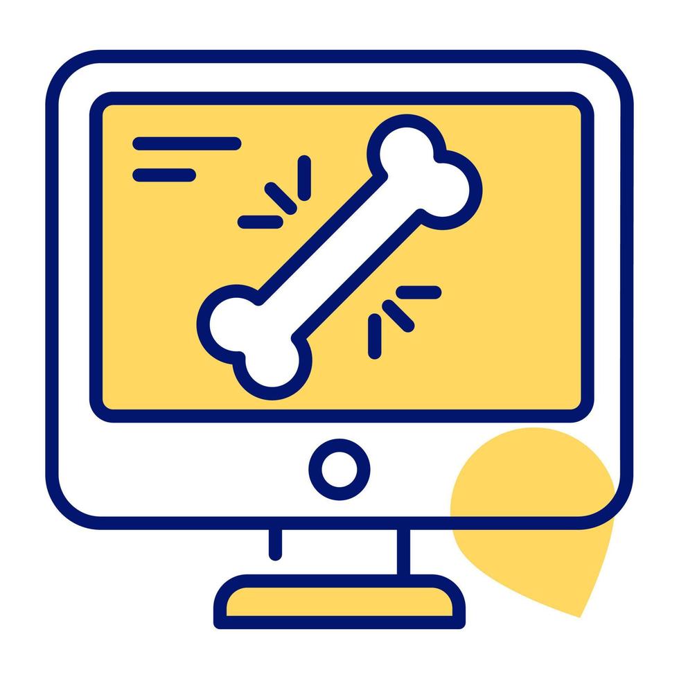 Bone inside monitor concept of radiology vector, x-ray icon vector