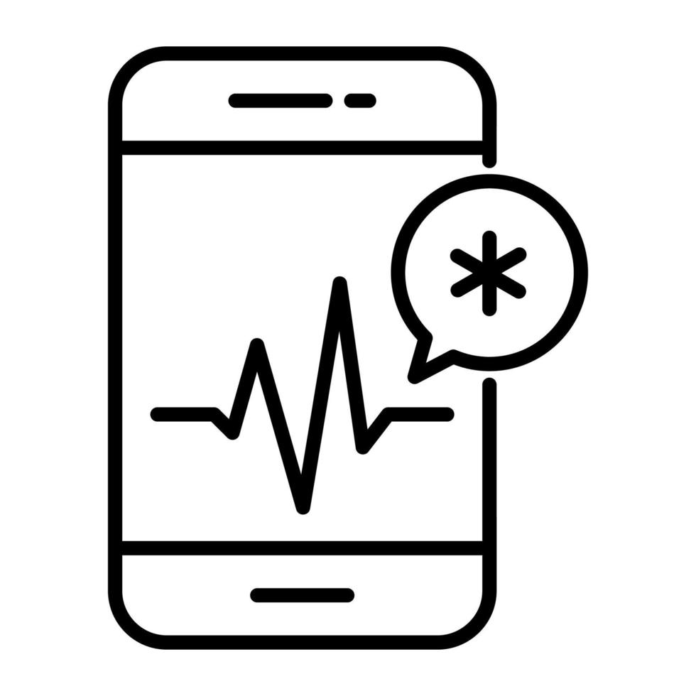 High quality vector icon of mobile app, health checkup, mobile healthcare