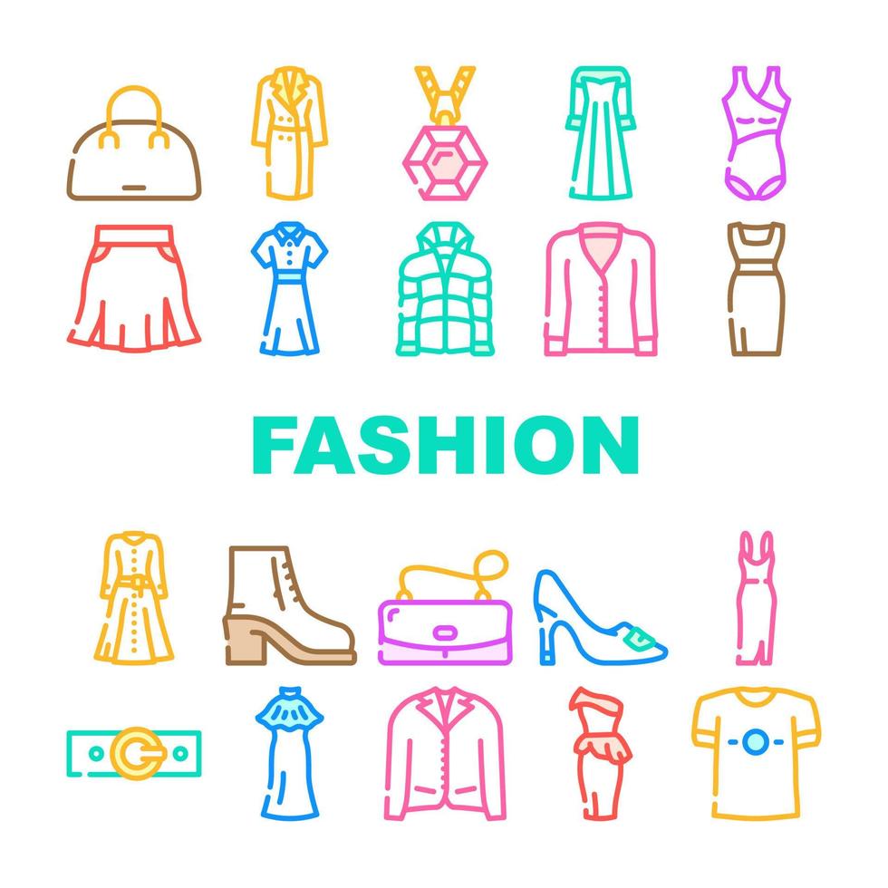 Fashion Store Garment And Shoes Icons Set Vector