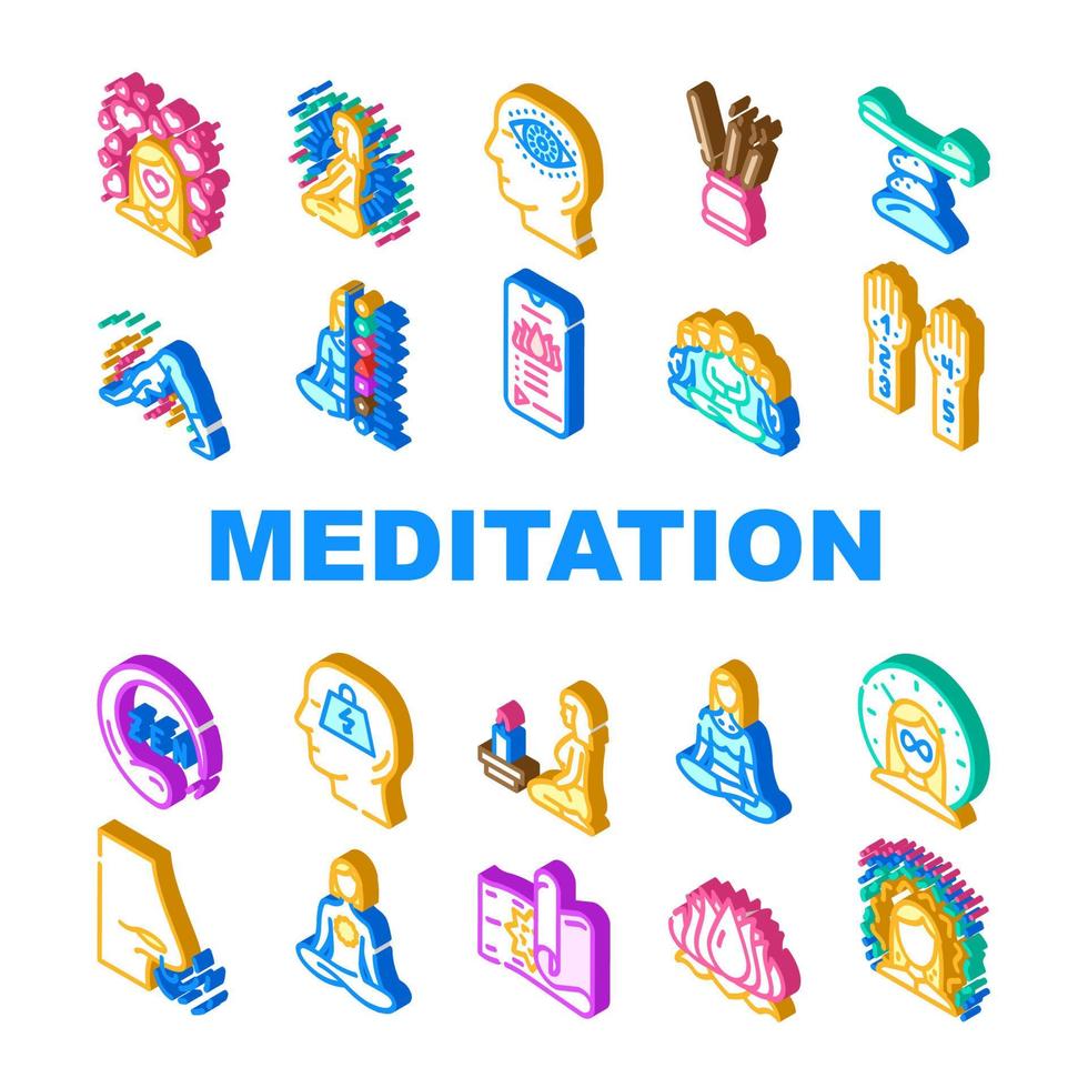 Meditation Wellness Occupation Icons Set Vector