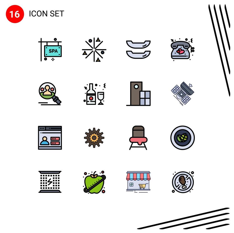 Set of 16 Modern UI Icons Symbols Signs for user profile boat find telephone Editable Creative Vector Design Elements