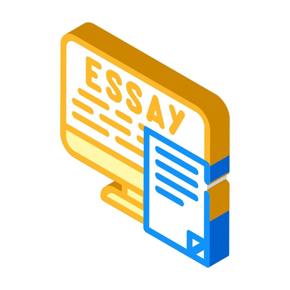 digital essay isometric icon vector illustration color