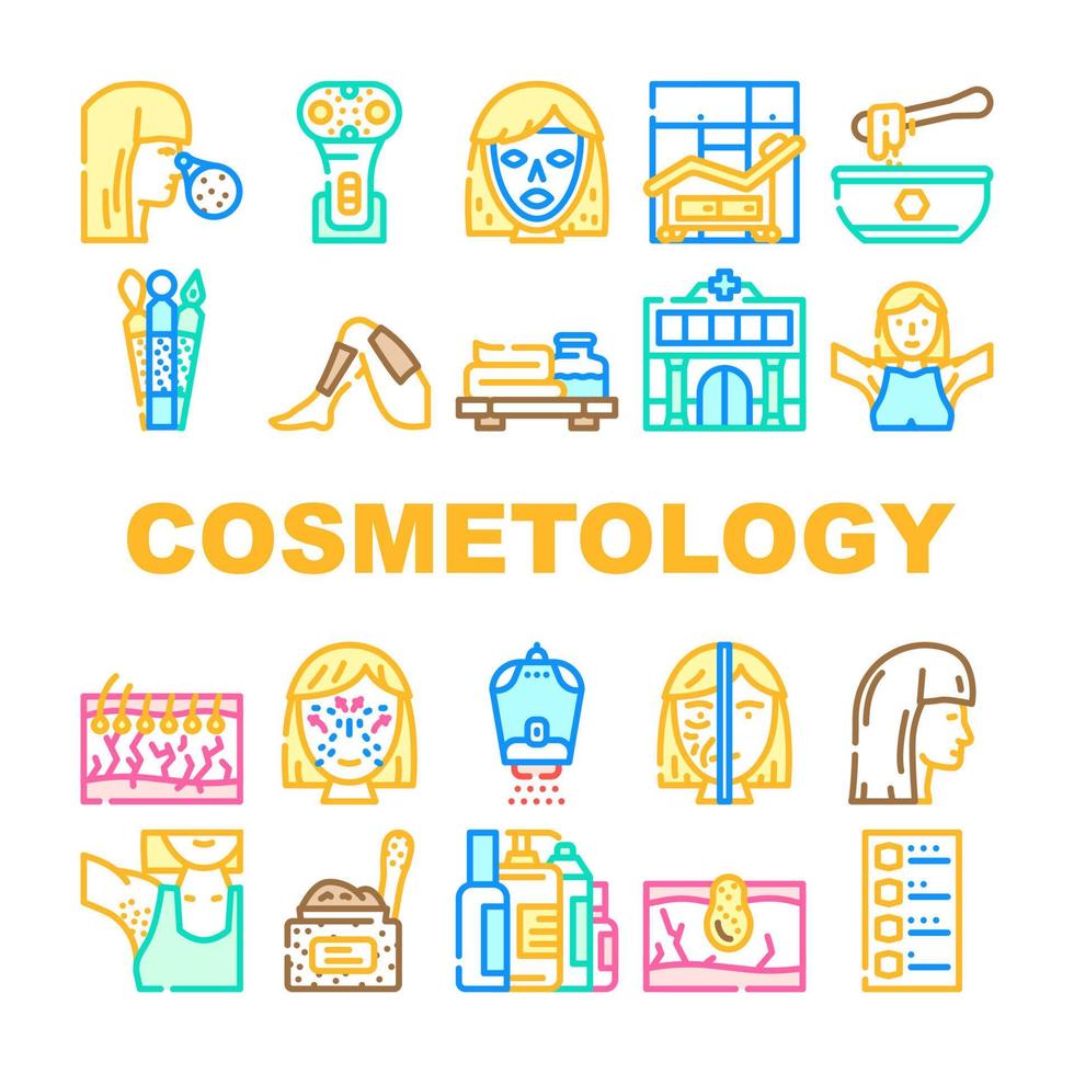 conjunto de iconos de procedimiento de belleza de cosmetología vector