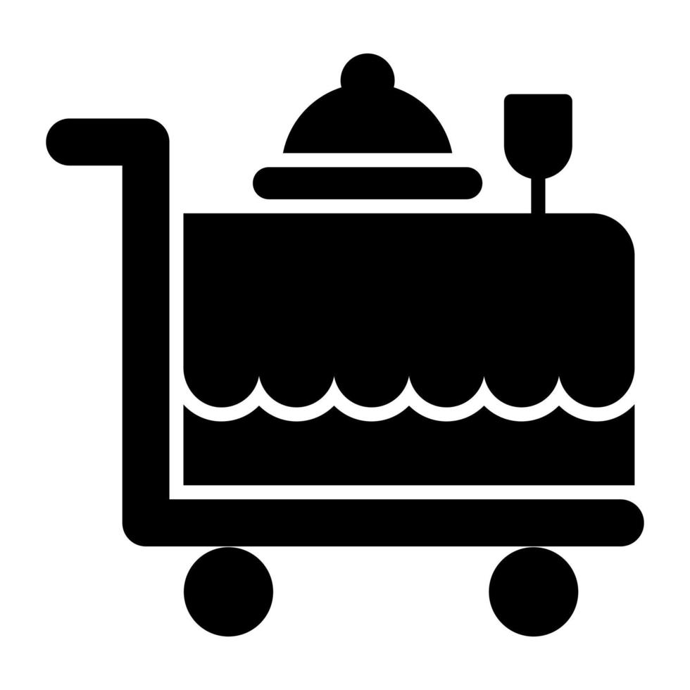 Room service for food serving in rooms, food trolley icon vector