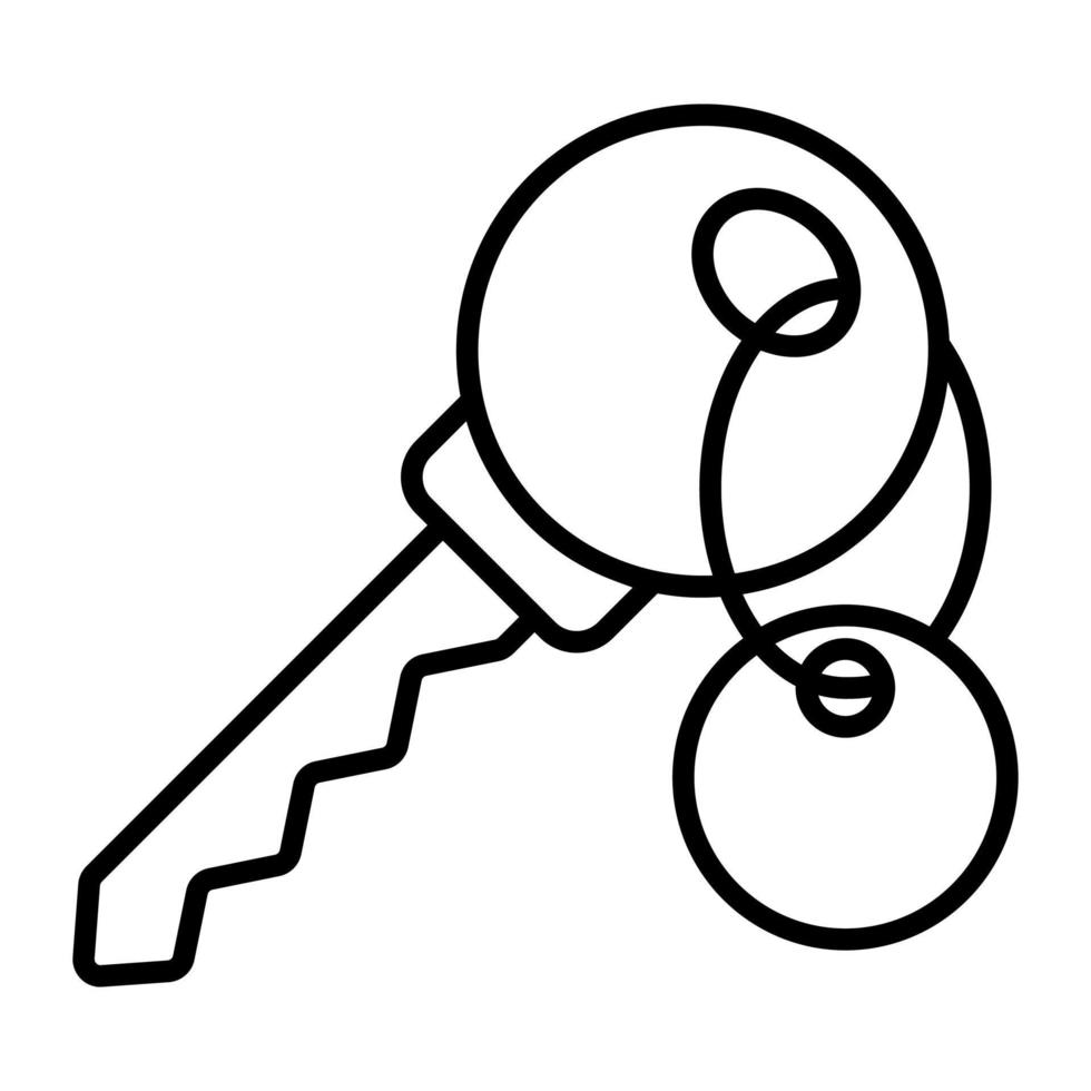 An icon of room key, keyring attached to key editable vector 17315977