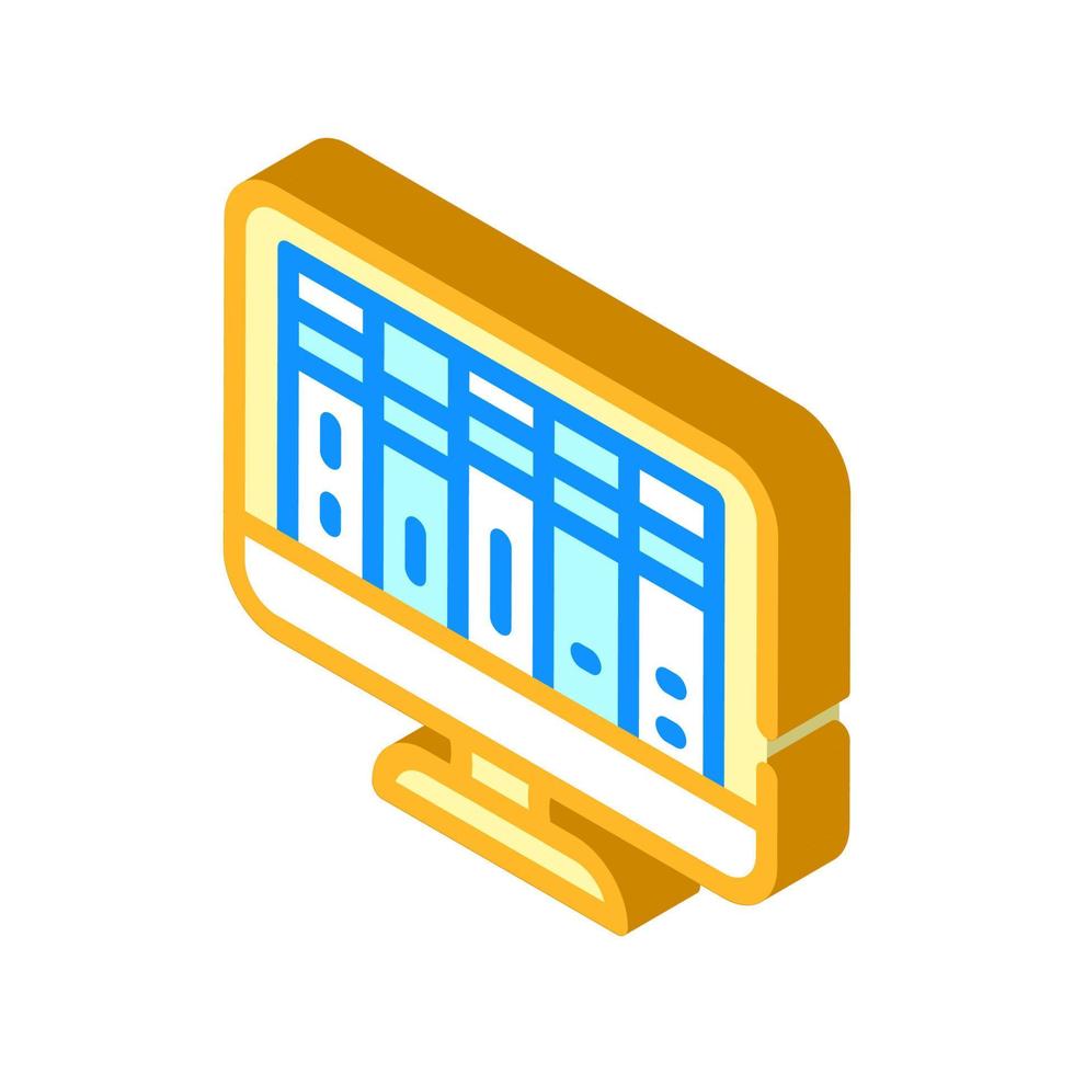 online library isometric icon vector illustration color