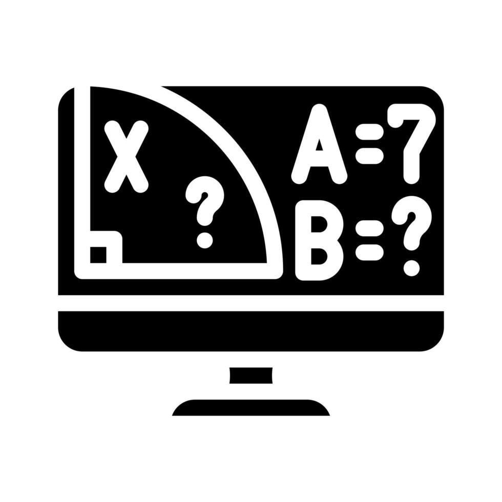 ilustración de vector de icono de glifo de lección de matemáticas en línea