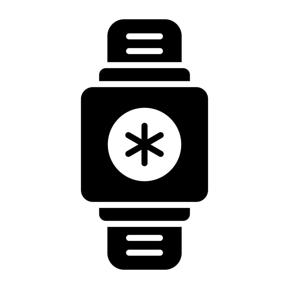 Medical sign on a smartwatch depicting fitness tracker, easy to use icon vector