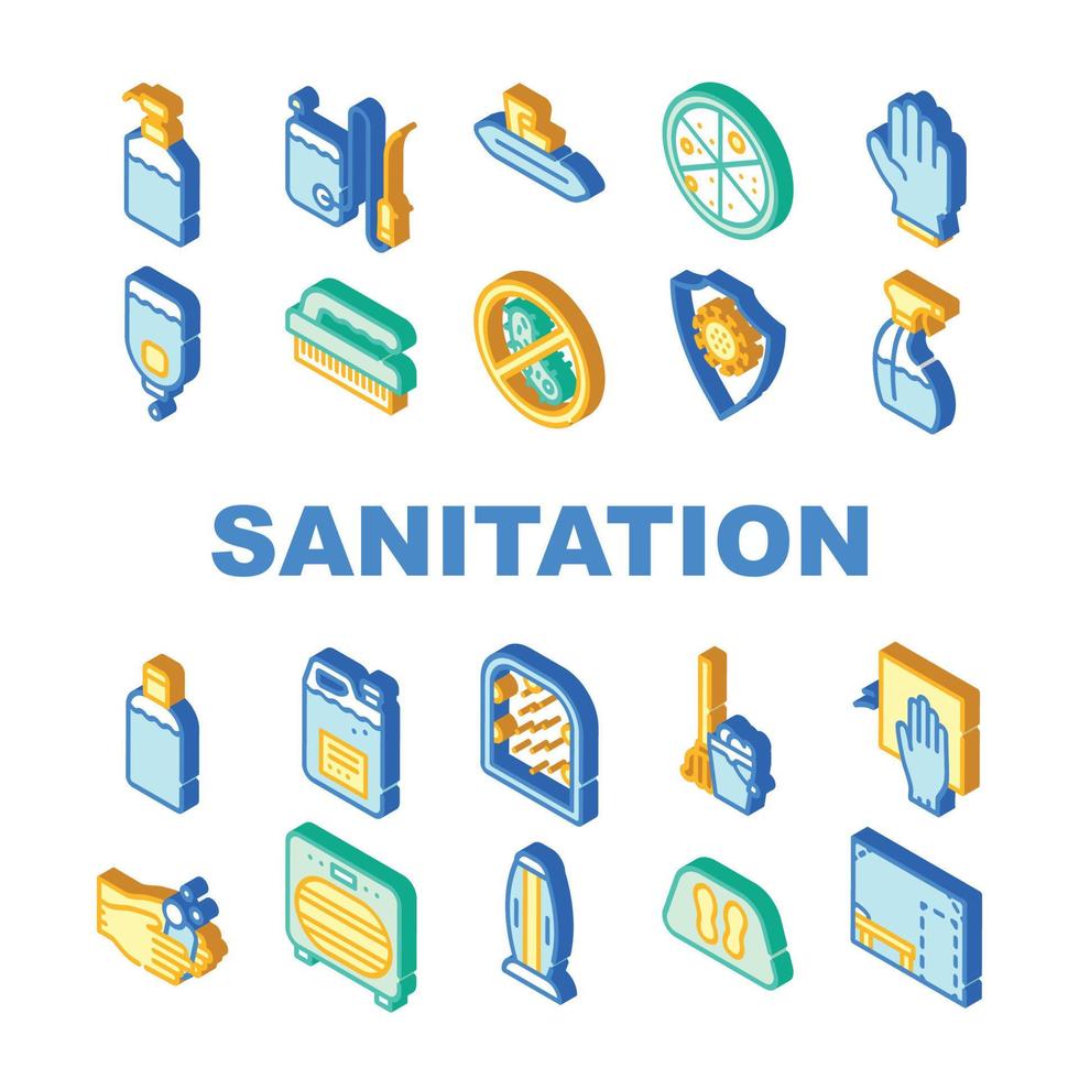 conjunto de iconos de colección de accesorios de saneamiento ilustraciones vectoriales vector