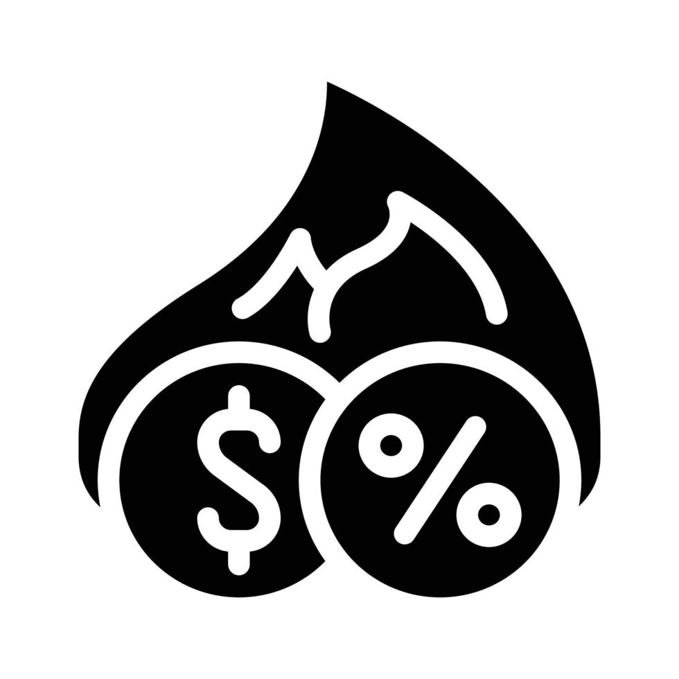 porcentaje de reembolso glifo icono vector negro ilustración