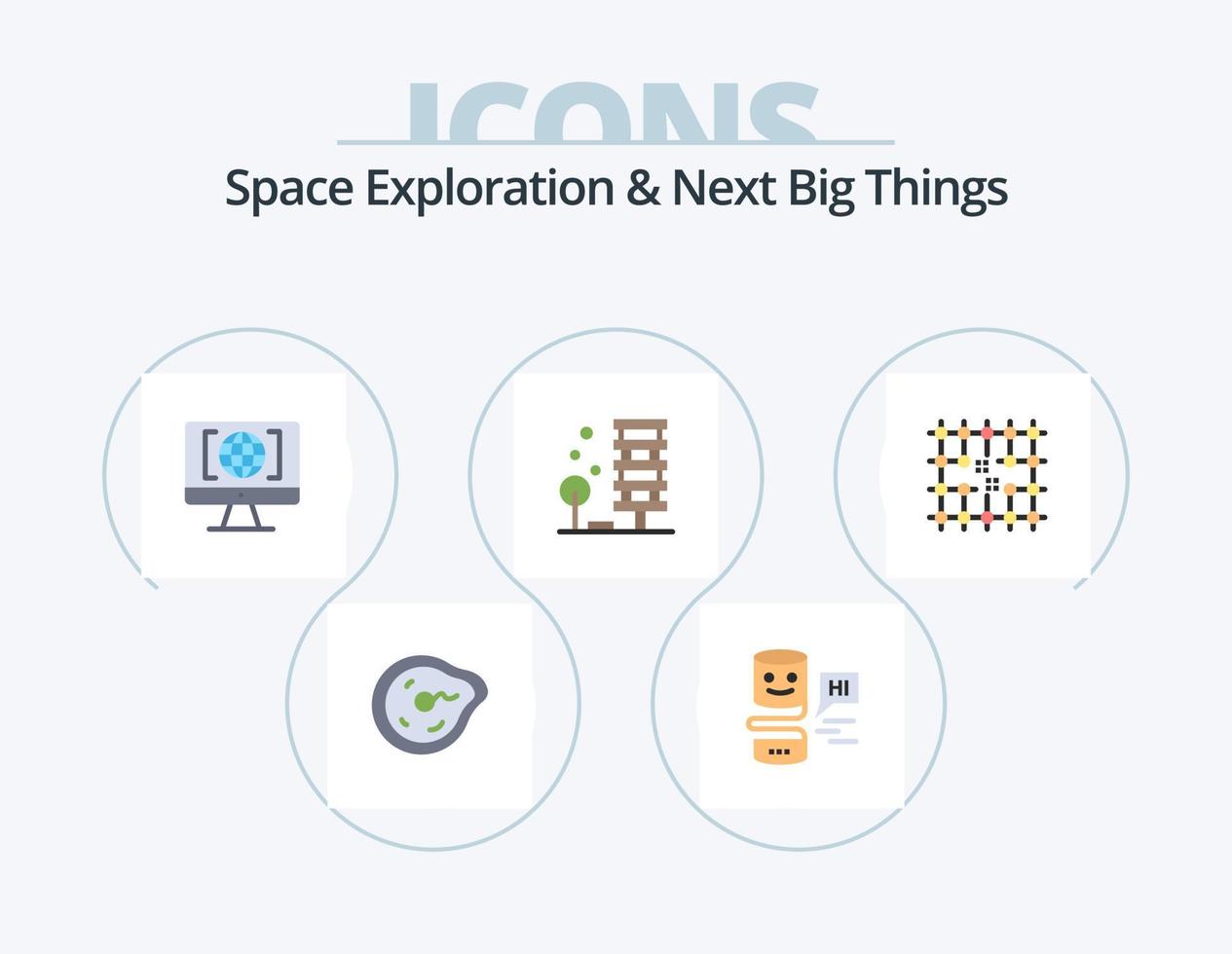 Space Exploration And Next Big Things Flat Icon Pack 5 Icon Design. environment. building. big think. architecture. big think vector