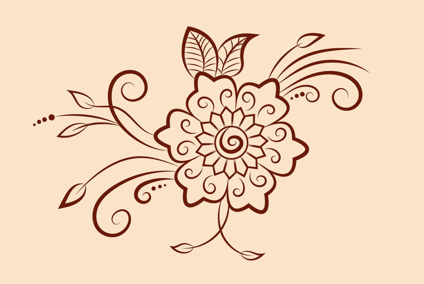 vector illustration of traditional indian henna mehndi floral ornament