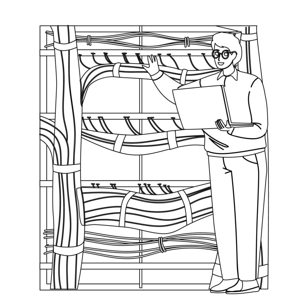 Server Administrator Testing Equipment Vector